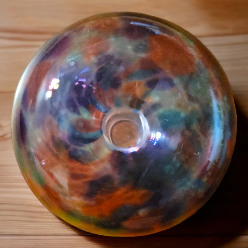 Hand Blown Glass Bud Vase Bottle, Oil Diffuser Multi Color Rainbow Splatter